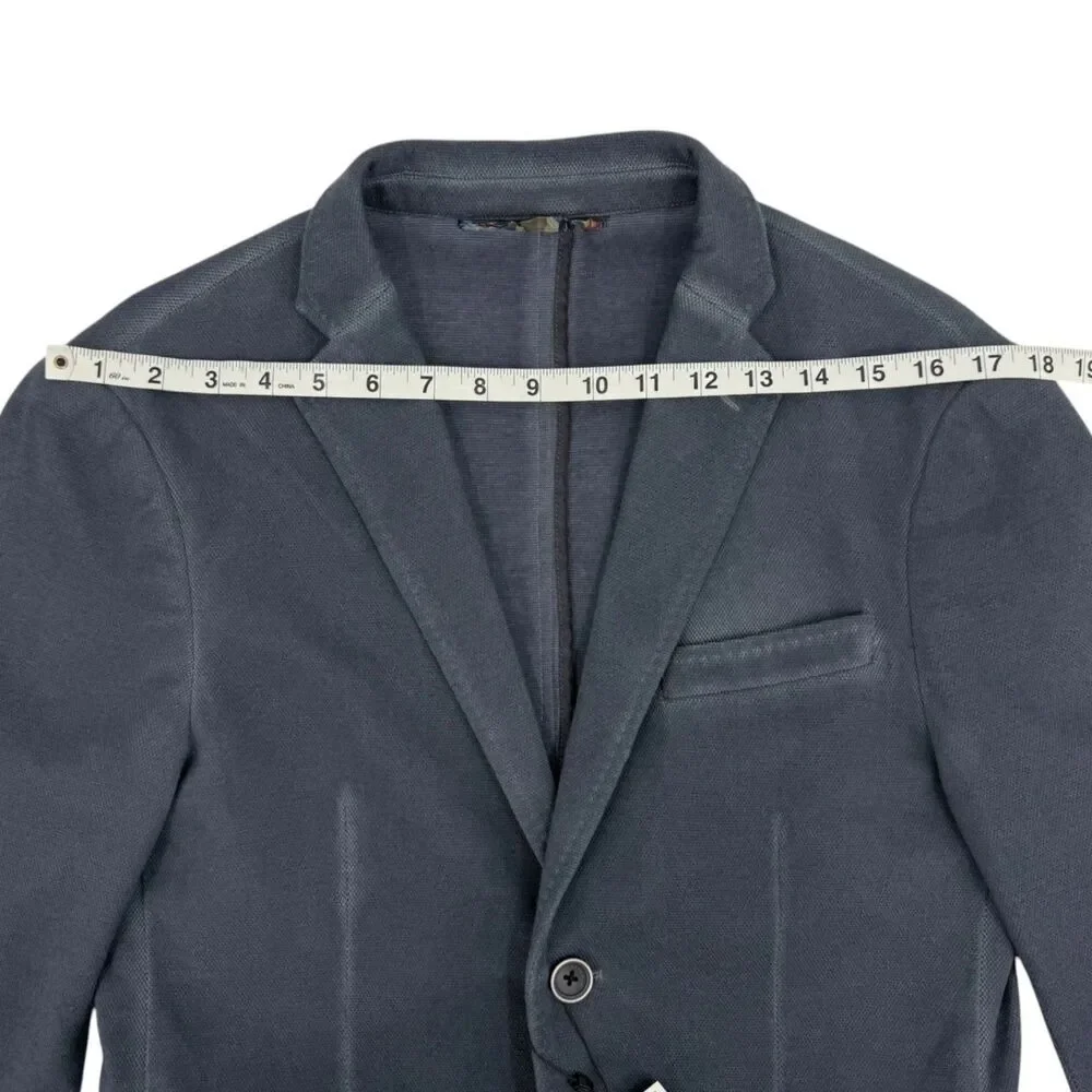 NWT Zara Man Garment Dyed Two Button Blazer Slim Fit Blue Size 40